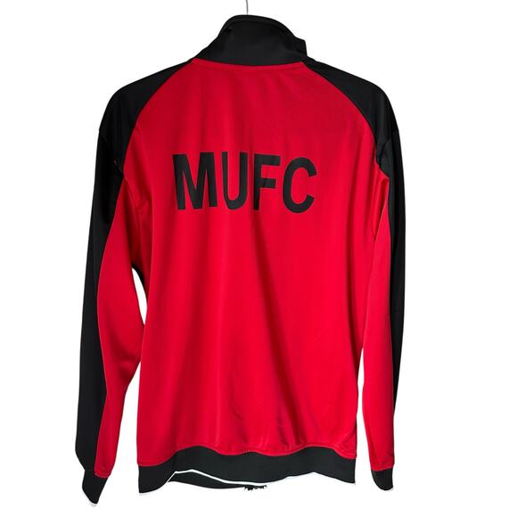 Manchester United Track Jacket Red Black Zip Up MUFC Official Size M SoccerMerch - Picture 2 of 7